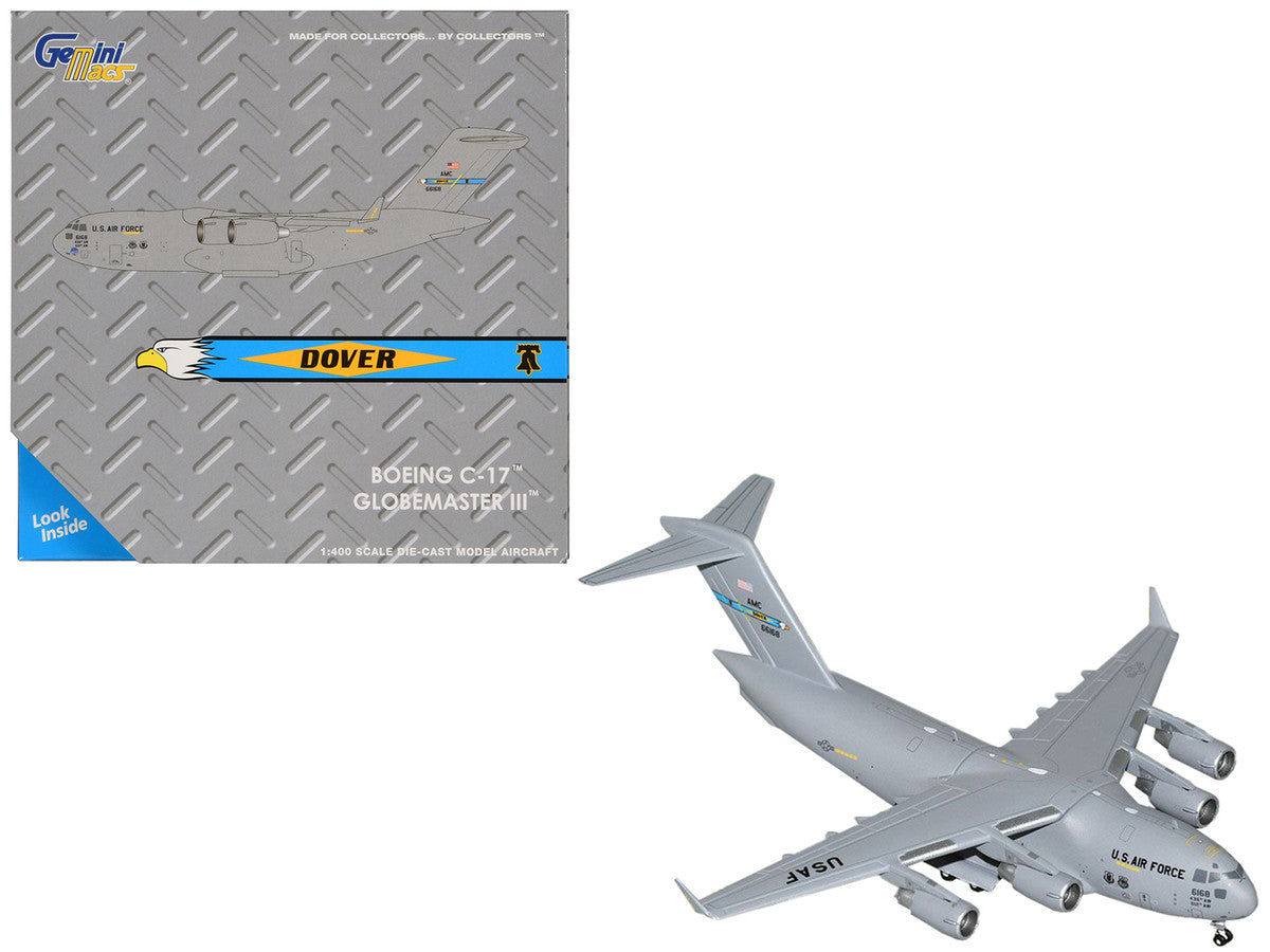 Boeing C-17 Globemaster III Transport Aircraft "Dover Air Force Base - United States Air Force" (06-6168) Gray "Gemini Macs" Series 1/400 Diecast Model Airplane by GeminiJets-2