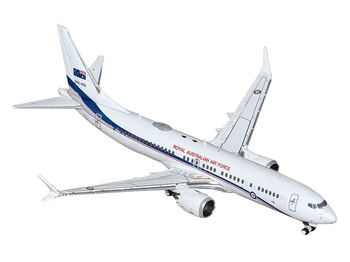 Boeing 737 MAX 8 BBJ Transport Aircraft "Royal Australian Air Force (RAAF)" (A62-002) White with Blue Stripes "Gemini Macs" Series 1/400 Diecast Model Airplane by GeminiJets-0