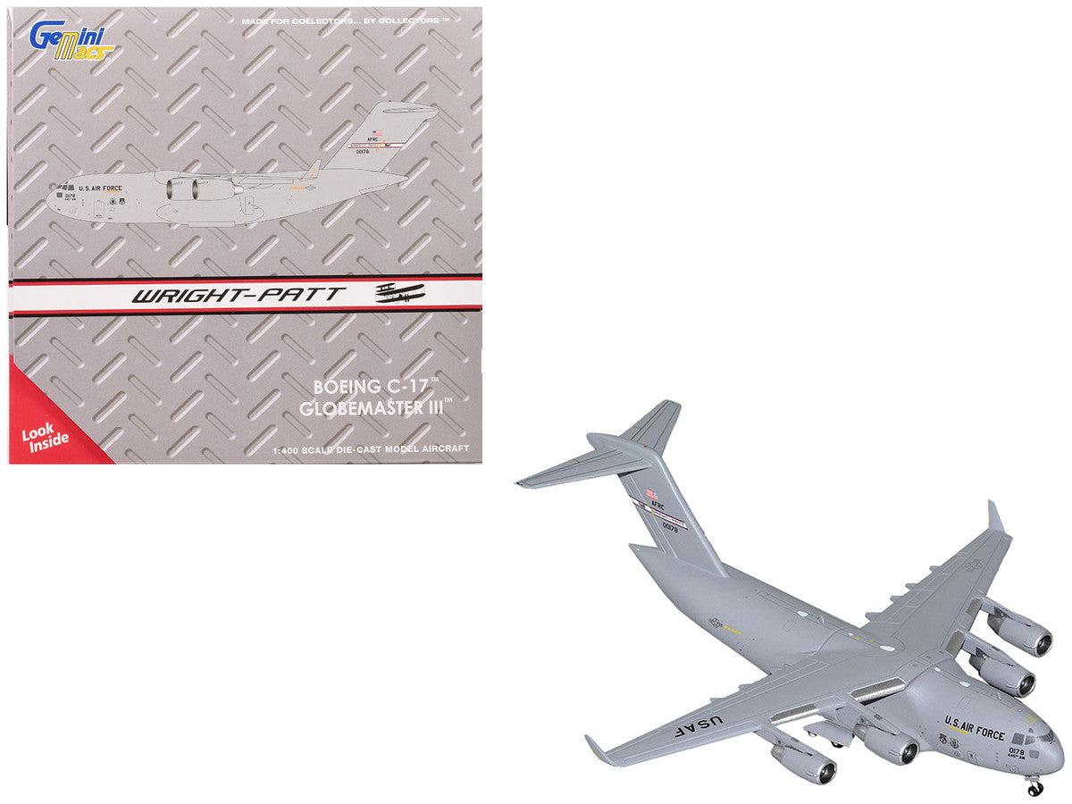 Boeing C-17 Globemaster III Transport Aircraft "Wright-Patterson Air Force Base - United States Air Force" (000-0178) Gray "Gemini Macs" Series 1/400 Diecast Model Airplane by GeminiJets-2