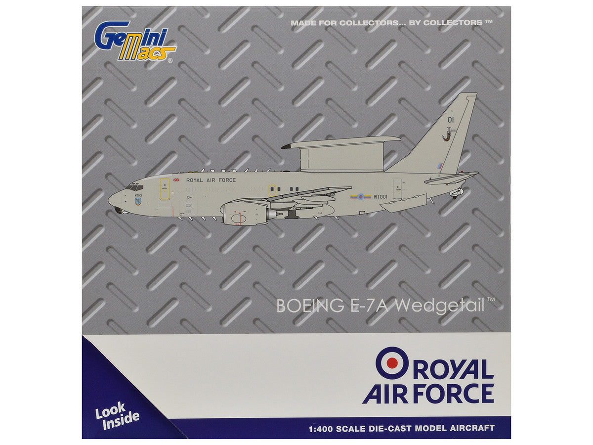 Boeing E-7A Wedgetail Aircraft "Royal Air Force" (WT001) Gray "Gemini Macs" Series 1/400 Diecast Model by GeminiJets-2