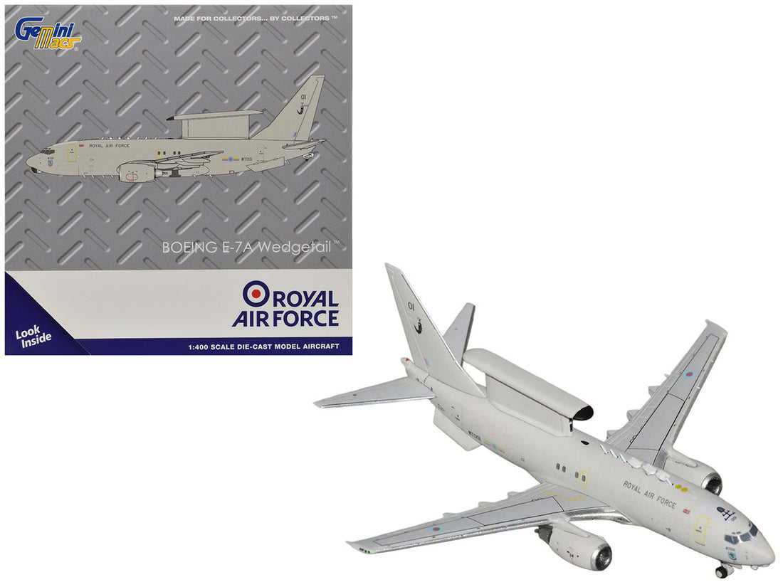 Boeing E-7A Wedgetail Aircraft "Royal Air Force" (WT001) Gray "Gemini Macs" Series 1/400 Diecast Model by GeminiJets-0