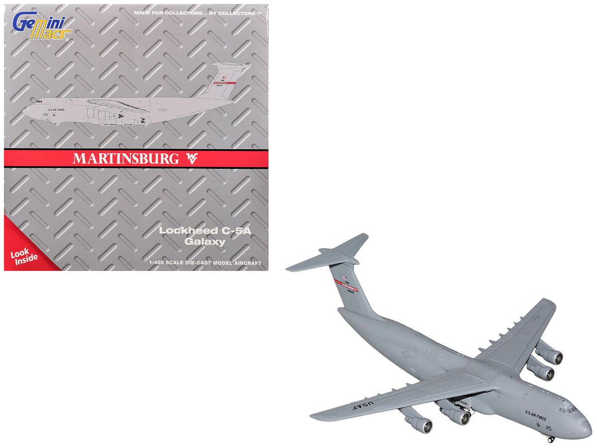 Lockheed C-5A Galaxy Transport Aircraft "Martinsburg Air Force Base" United States Air Force (68-0222) Gray "Gemini Macs" Series 1/400 Diecast Model by GeminiJets-0