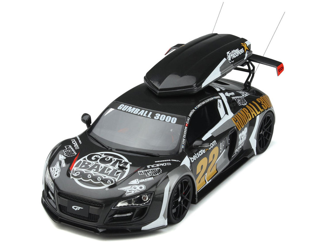 Audi R8 #22 "Gumball 3000" Rally Car with Ski Box 1/18 Model Car by GT Spirit-3