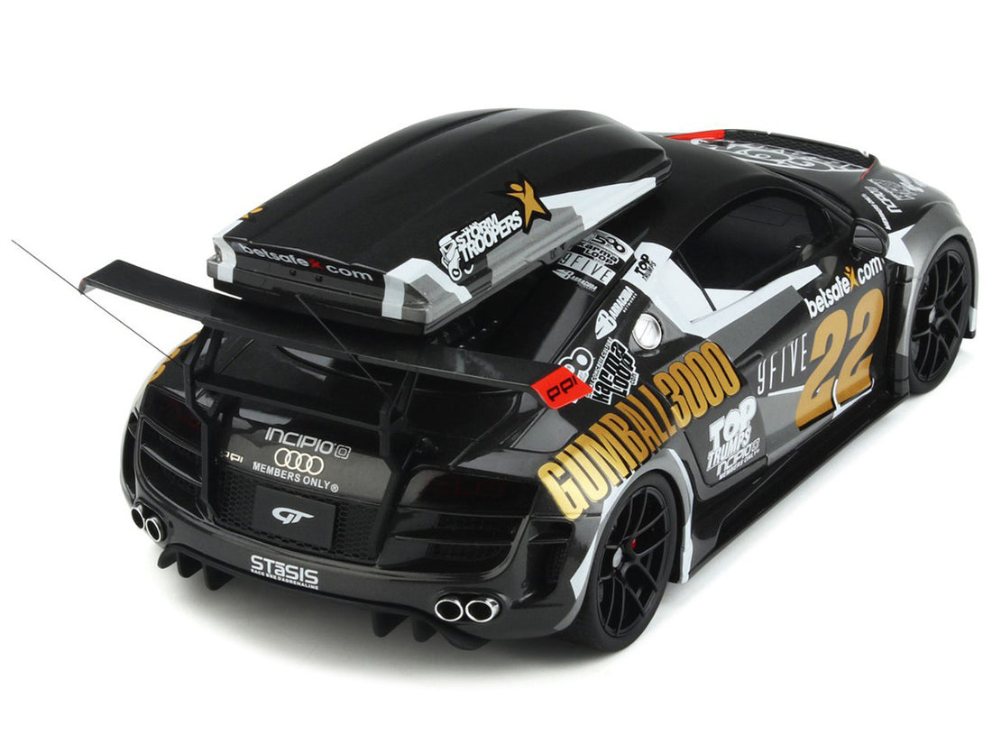 Audi R8 #22 "Gumball 3000" Rally Car with Ski Box 1/18 Model Car by GT Spirit-4