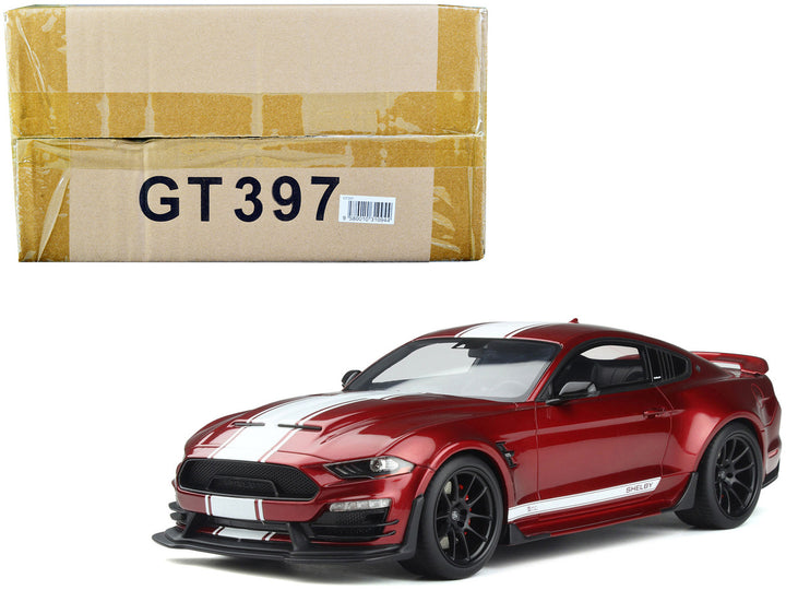 2021 Shelby Super Snake Coupe Red Metallic with White Stripes 1/18 Model Car by GT Spirit-0