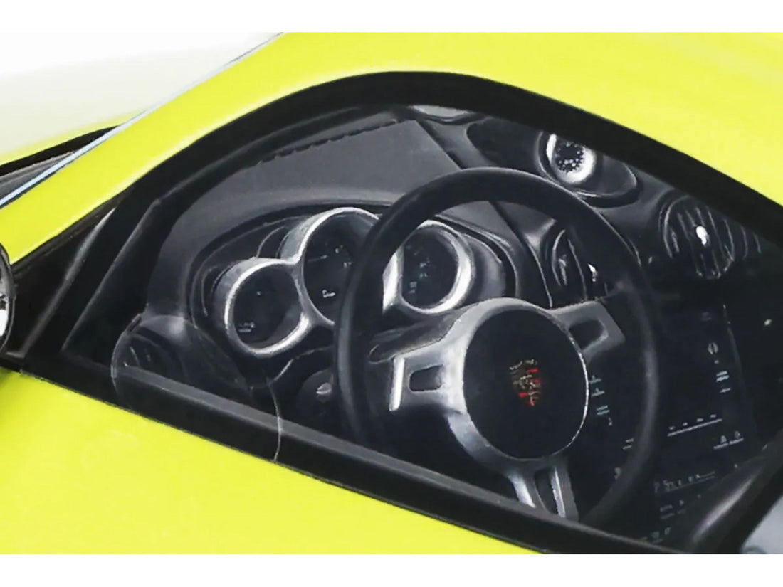 2012 Porsche Cayman R Green with Black Side Stripes 1/18 Model Car by GT Spirit-2