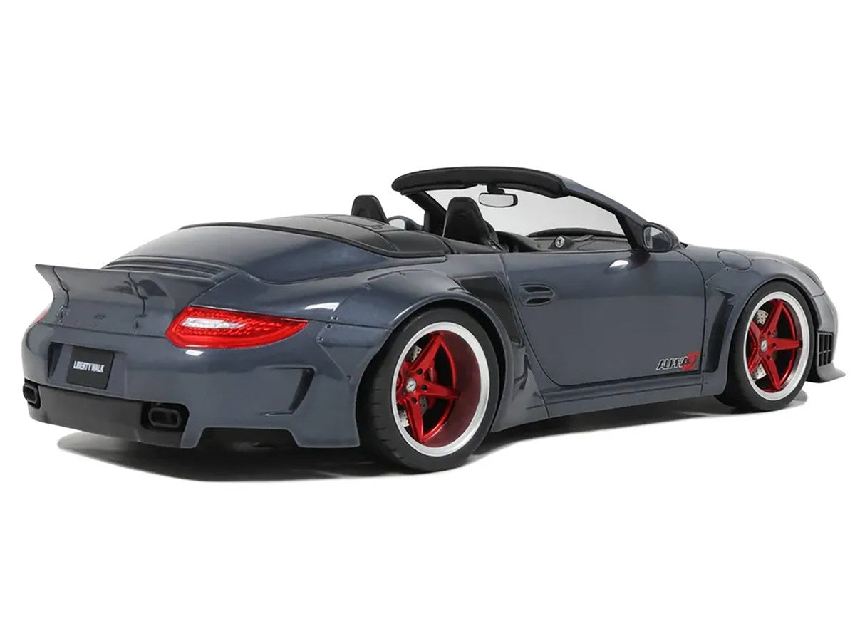Porsche 911 LB-Works Alpha 9 Gray with Black Hood 1/18 Model Car by GT Spirit 2