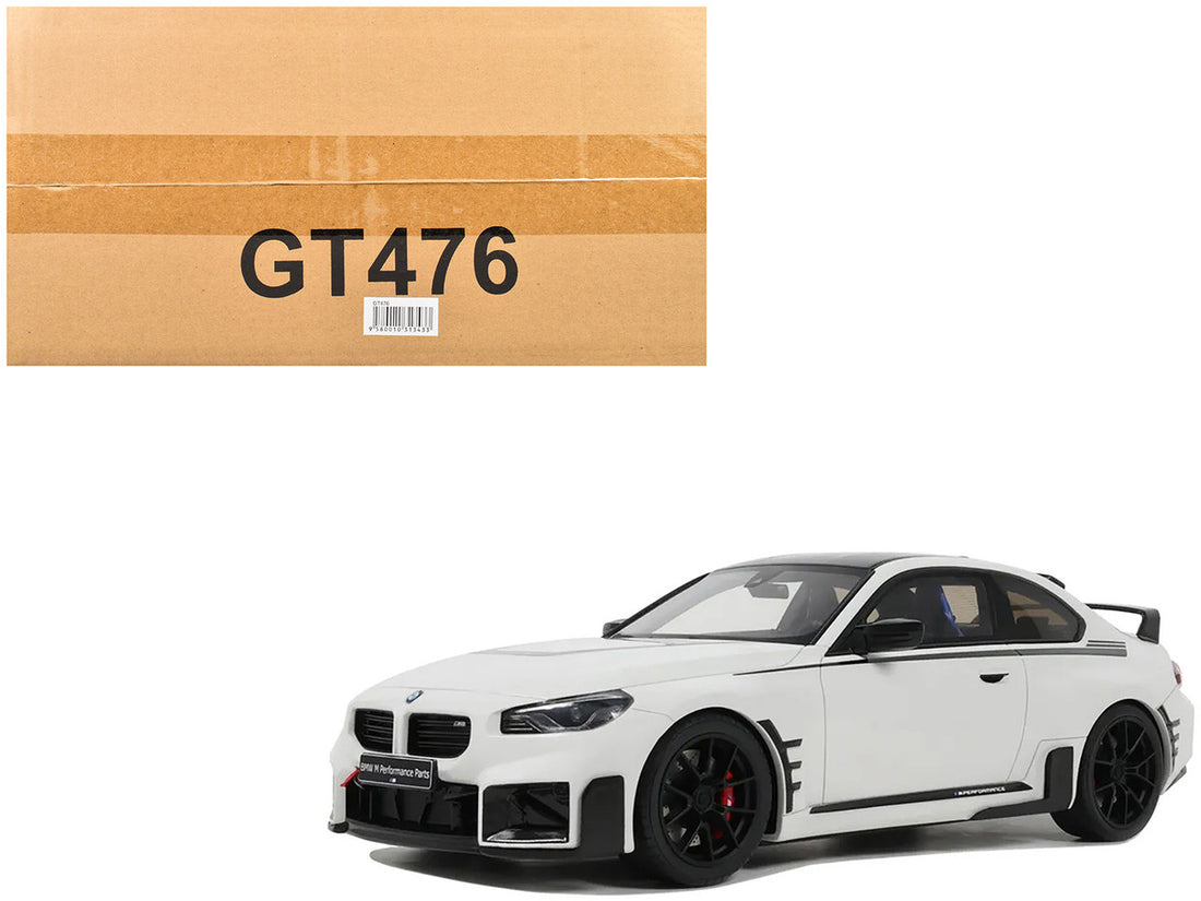 BMW M2 M White with Black Stripes 1/18 Model Car by GT Spirit-4