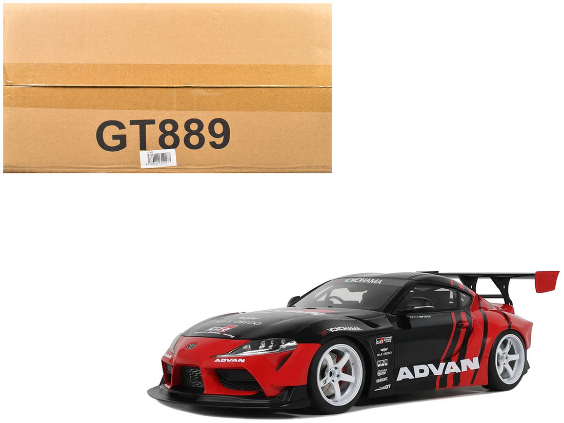 2020 Toyota Supra GR RHD (Right Hand Drive) "Advan" Black and Red 1/18 Model Car by GT Spirit-4