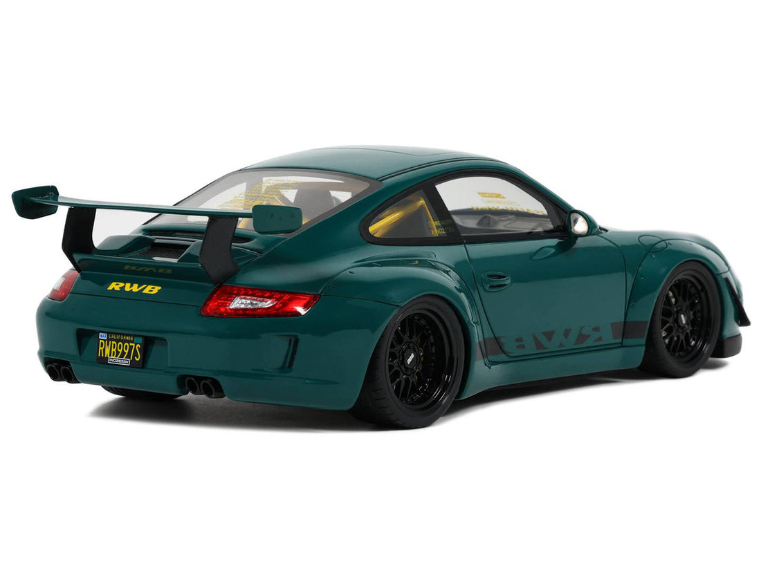 2021 RWB Bodykit "Syunkashuto" Green with Black Stripes 1/18 Model Car by GT Spirit-4