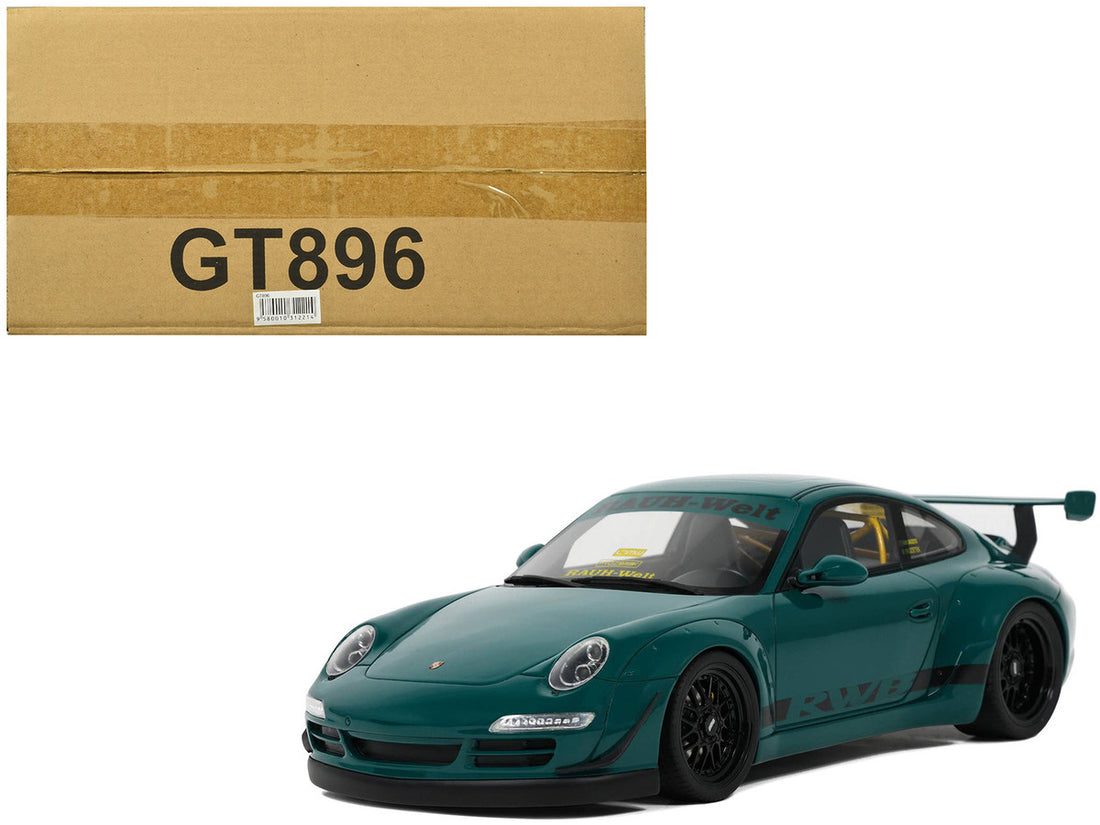 2021 RWB Bodykit "Syunkashuto" Green with Black Stripes 1/18 Model Car by GT Spirit-0