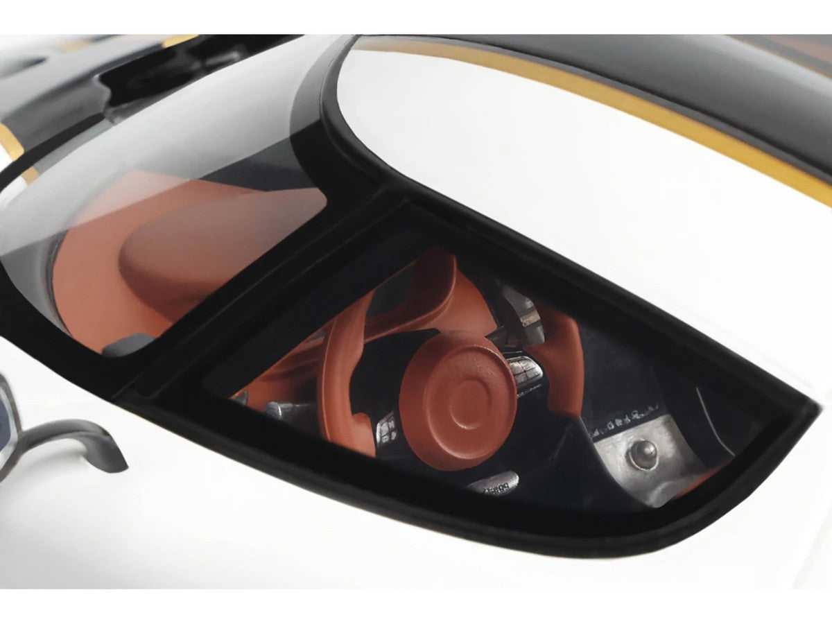 2023 Koenigsegg Regera White with Black Stripes 1/18 Model Car by GT Spirit-3