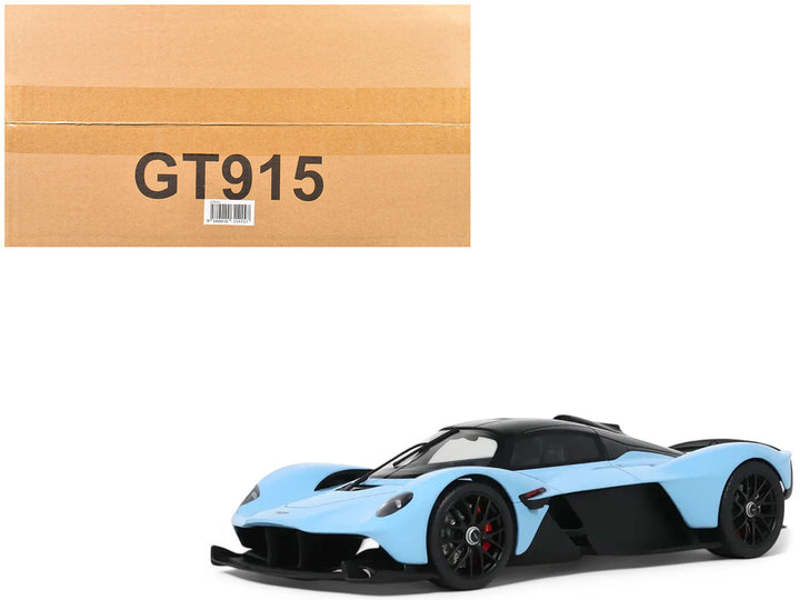 Aston Martin 2023 Valkyrie Light Blue with Black Top 1/18 Model Car by GT Spirit