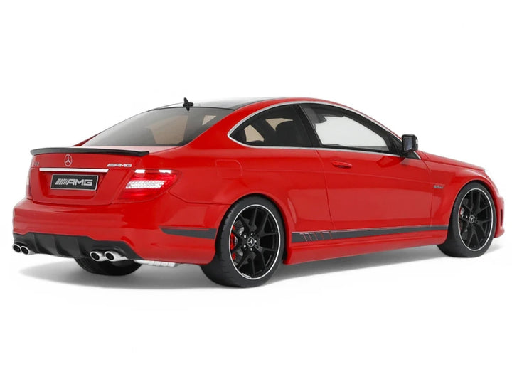 2014 Mercedes-Benz C63 AMG Red with Black Top 1/18 Model Car by GT Spirit-1