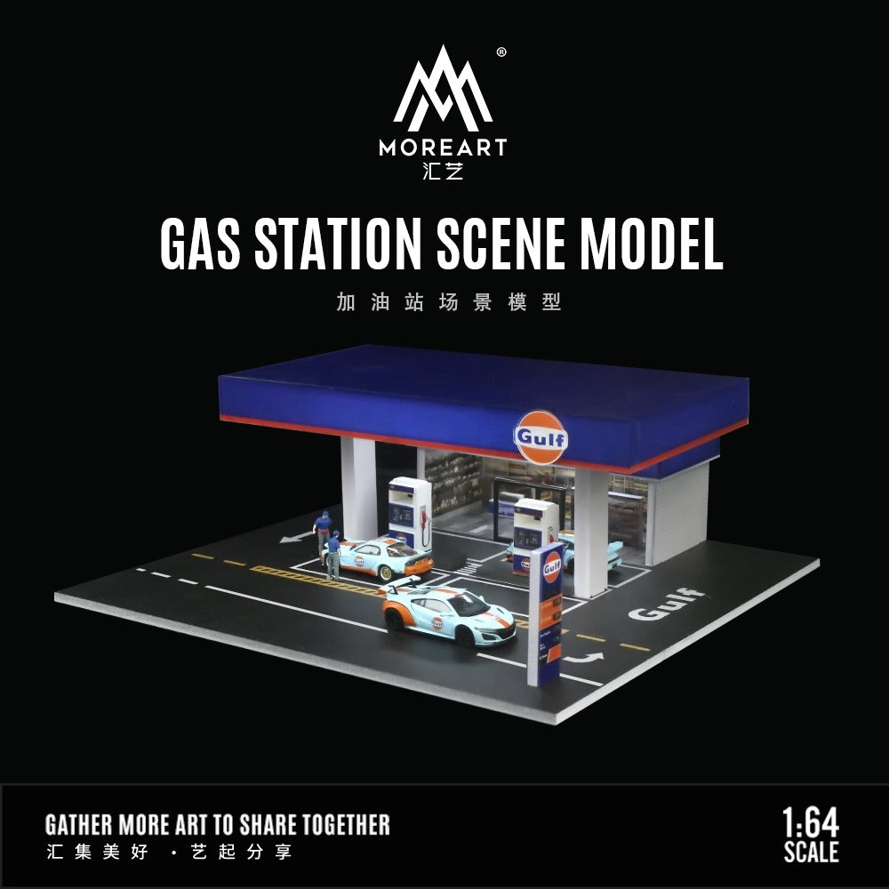 Gulf Gas Station 1:64 Scale Diorama by MoreArt Right Angle View