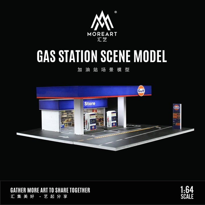 Gulf Gas Station 1:64 Scale Diorama by MoreArt Left Angle View