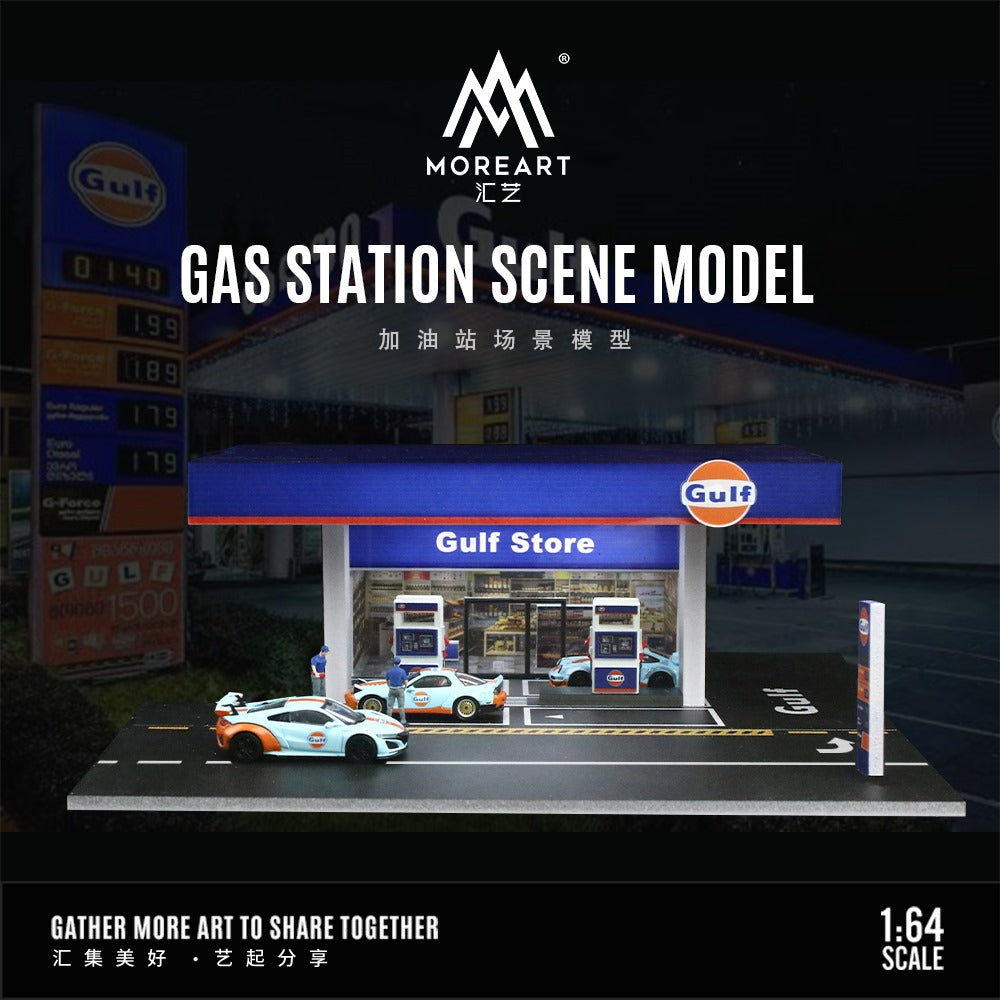 Gulf Gas Station 1:64 Scale Diorama by MoreArt Front View