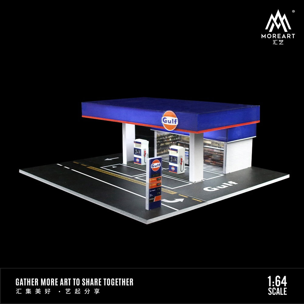 Gulf Gas Station 1:64 Scale Diorama by MoreArt Right Angle View 2