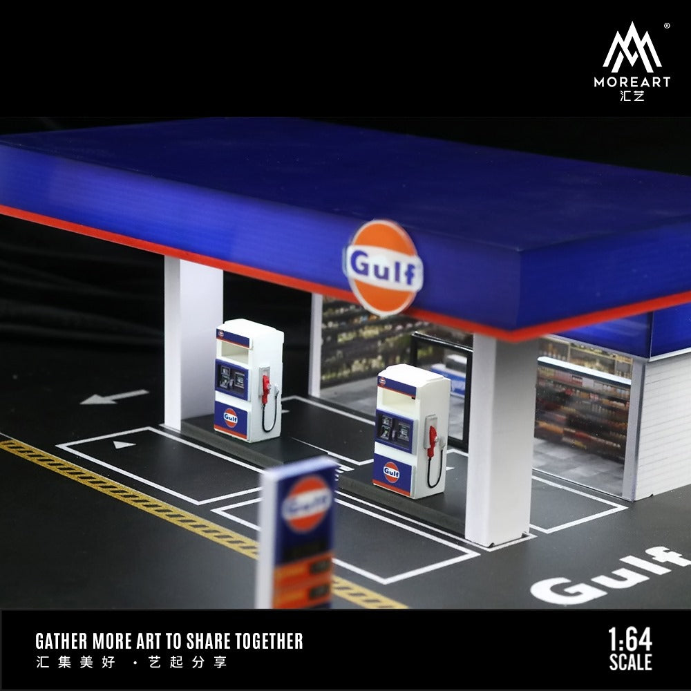 Gulf Gas Station 1:64 Scale Diorama by MoreArt Close Up View