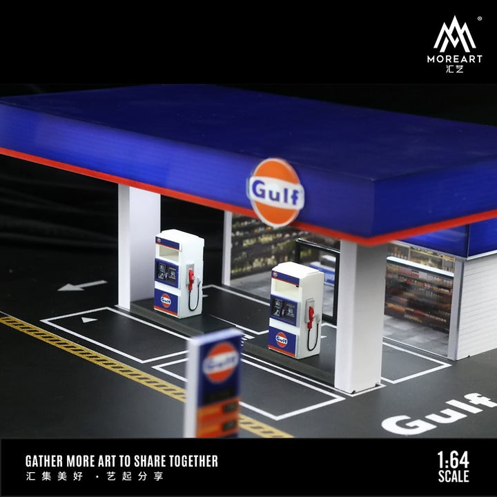 Gulf Gas Station 1:64 Scale Diorama by MoreArt Close Up View