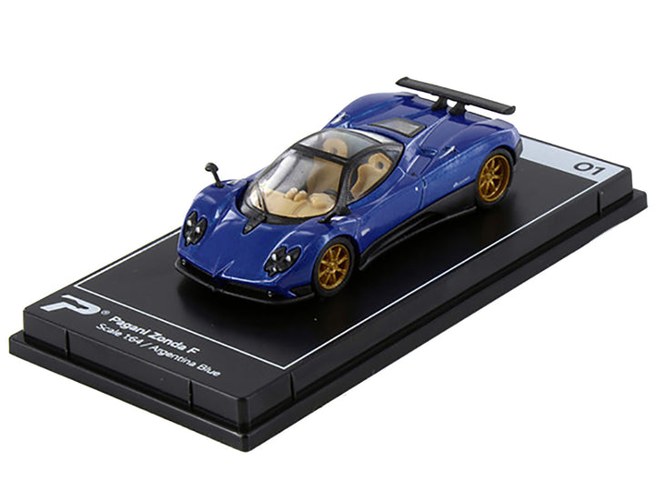 Pagani Zonda F Argentina Blue Metallic "Hypercar League Collection" 1/64 Diecast Model Car by PosterCars-1