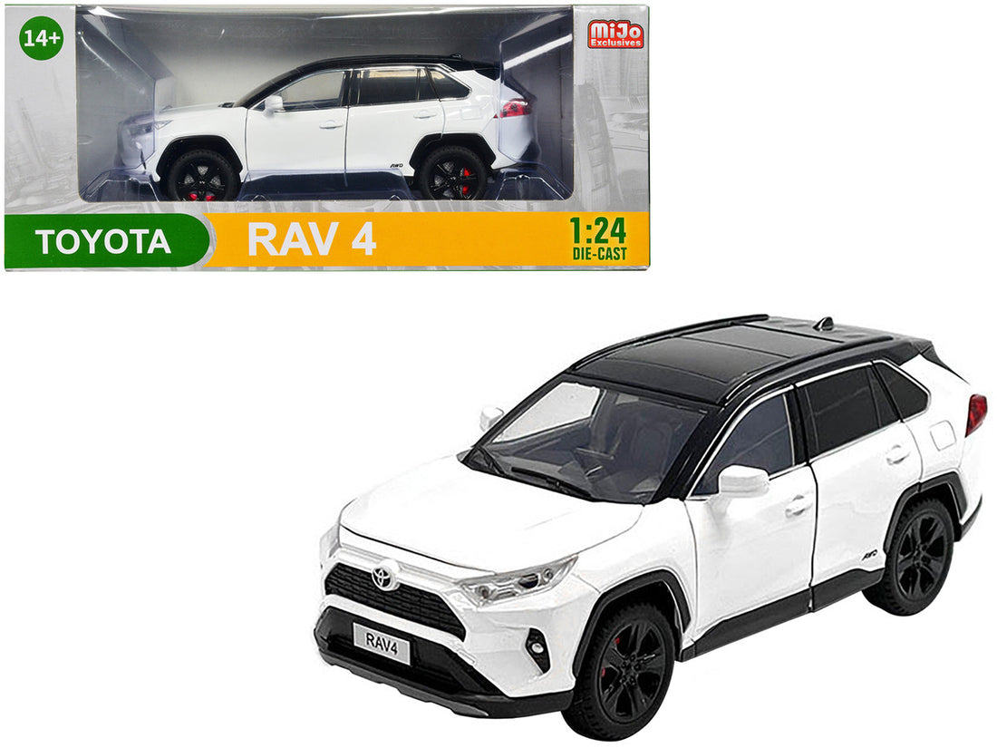 Toyota Rav4 Hybrid XSE White with Black Top and Sunroof 1/24 Diecast Model Car-0