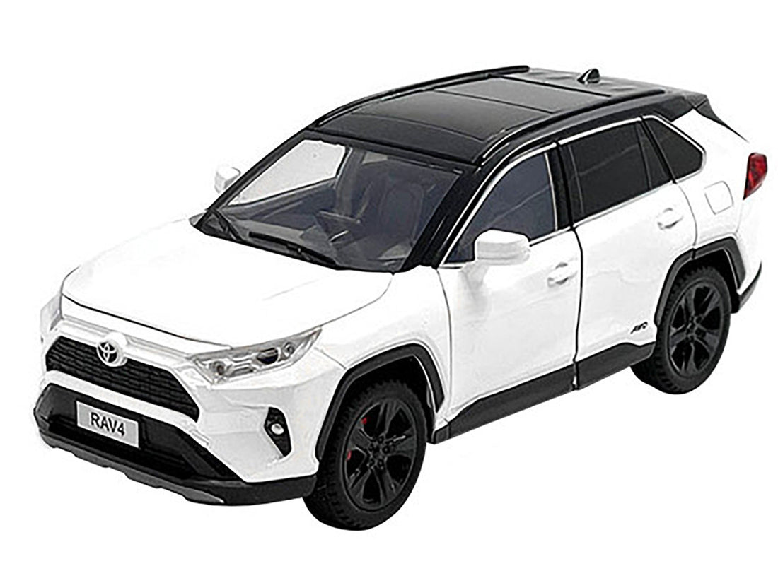 Toyota Rav4 Hybrid XSE White with Black Top and Sunroof 1/24 Diecast Model Car-1