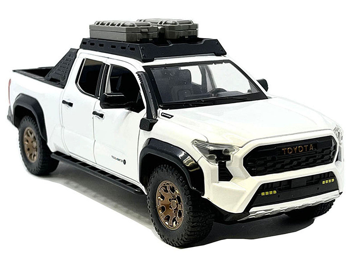 2024 Toyota Tacoma Trailhunter Edition Pickup Truck White Metallic 1/24 Diecast Model Car-1