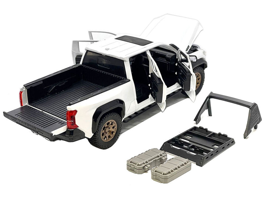 2024 Toyota Tacoma Trailhunter Edition Pickup Truck White Metallic 1/24 Diecast Model Car-0