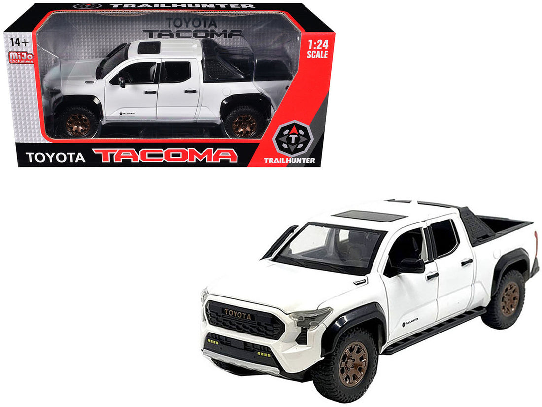 2024 Toyota Tacoma Trailhunter Edition Pickup Truck White Metallic 1/24 Diecast Model Car-2