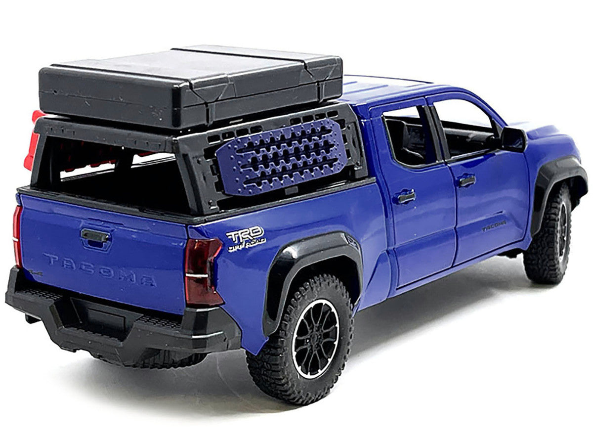 2024 Toyota Tacoma TRD Off-Road Edition Pickup Truck Blue Metallic with Bed Camper 1/24 Diecast Model Car-1