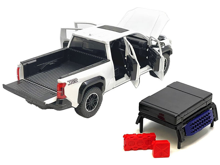 2024 Toyota Tacoma TRD Off-Road Edition Pickup Truck White Metallic with Bed Camper 1/24 Diecast Model Car-0