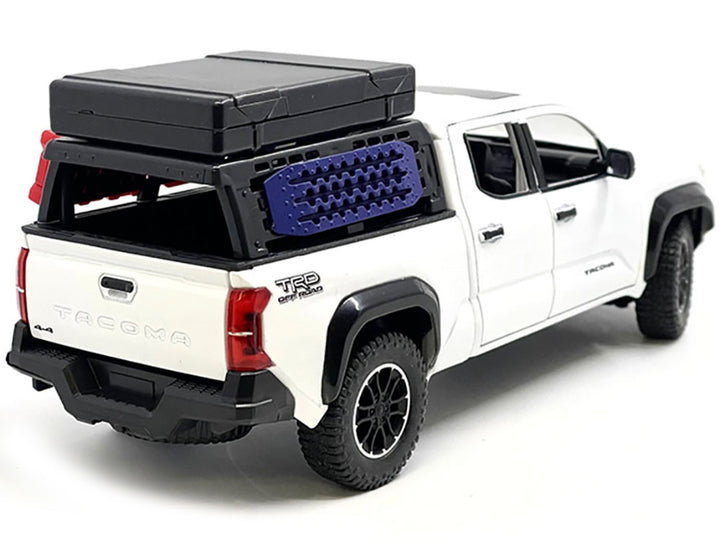 2024 Toyota Tacoma TRD Off-Road Edition Pickup Truck White Metallic with Bed Camper 1/24 Diecast Model Car-1
