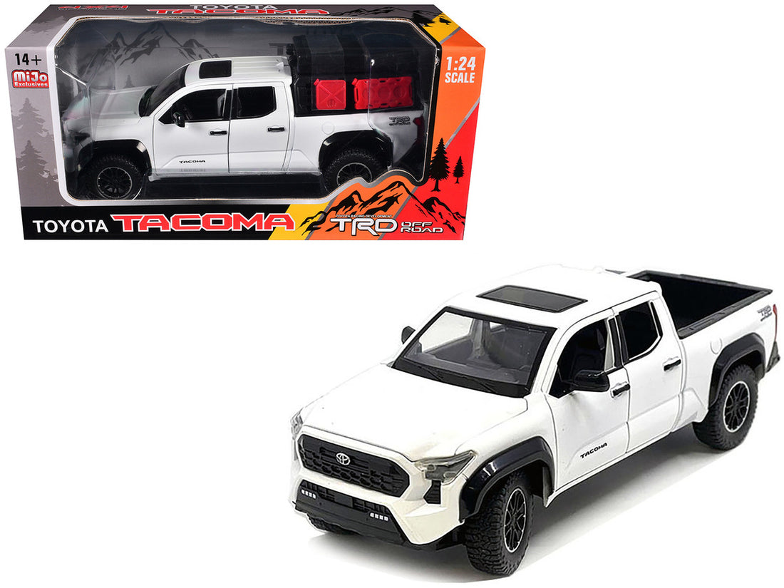 2024 Toyota Tacoma TRD Off-Road Edition Pickup Truck White Metallic with Bed Camper 1/24 Diecast Model Car-2