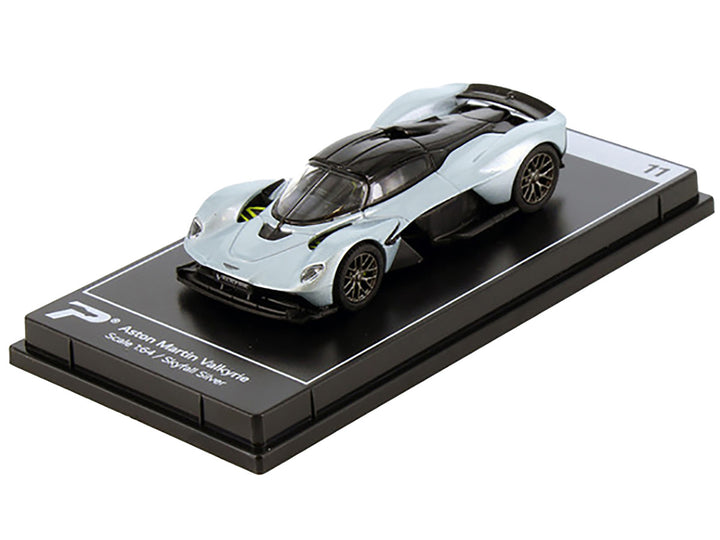 Aston Martin Valkyrie Skyfall Silver Metallic with Black Top "Hypercar League Collection" 1/64 Diecast Model Car by PosterCars-1