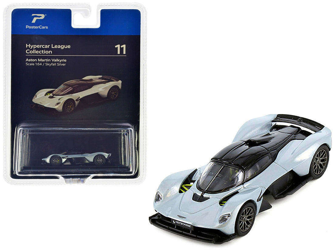 Aston Martin Valkyrie Skyfall Silver Metallic with Black Top "Hypercar League Collection" 1/64 Diecast Model Car by PosterCars-0