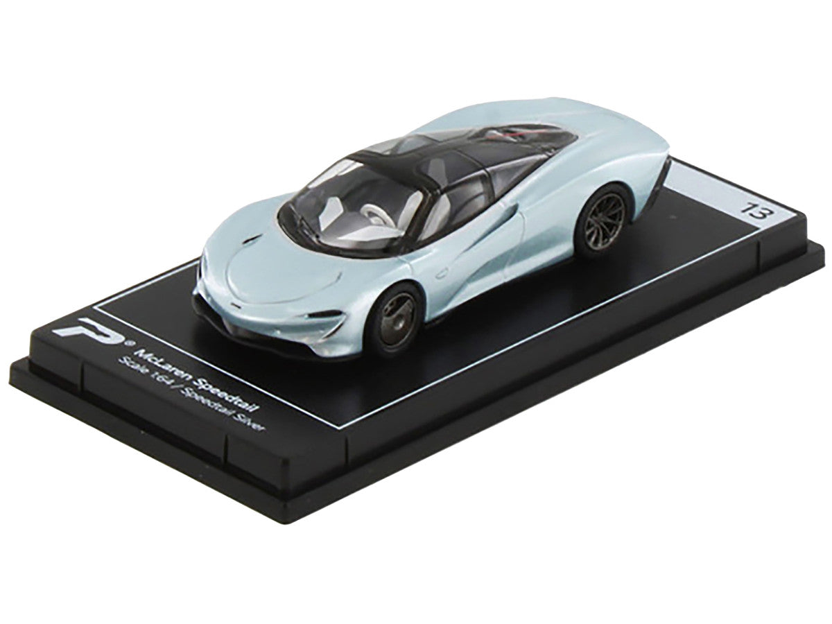 McLaren Speedtail Silver Metallic with Black Top "Hypercar League Collection" 1/64 Diecast Model Car by PosterCars-1
