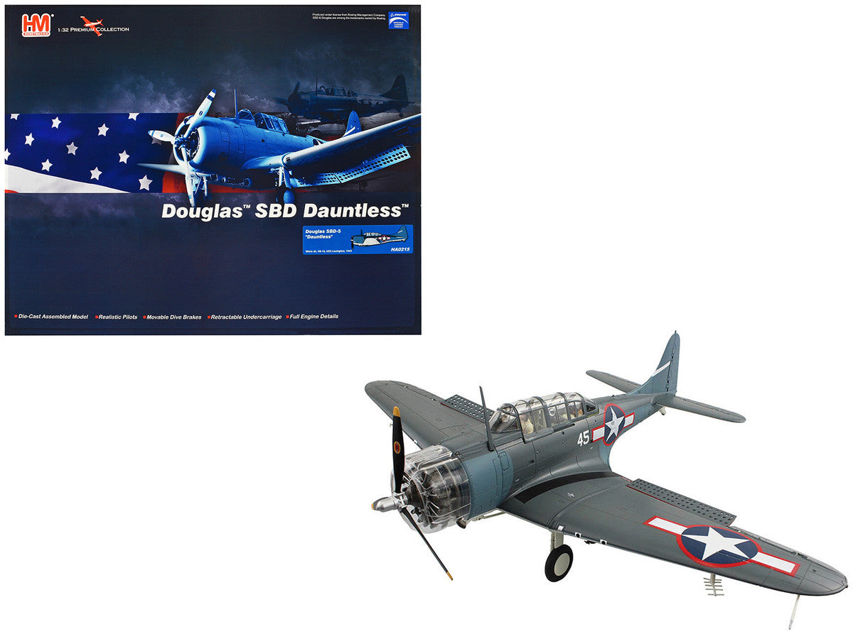 Douglas SBD-5 Dauntless Bomber Aircraft "VB-16 USS Lexington" (1943) United States Navy "Premium Collection" 1/32 Diecast Model by Hobby Master-0