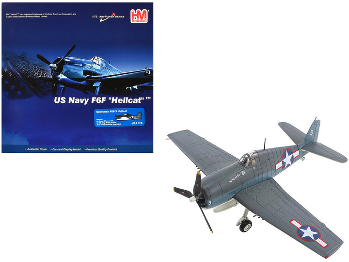 Grumman F6F-3 Hellcat Fighter Aircraft "Ruth-Less Lt. Oscar Chenoweth VF-38 Segi Point Airstrip New Georgia Island" (1943) United States Navy "Air Power Series" 1/72 Diecast Model by Hobby Master-0