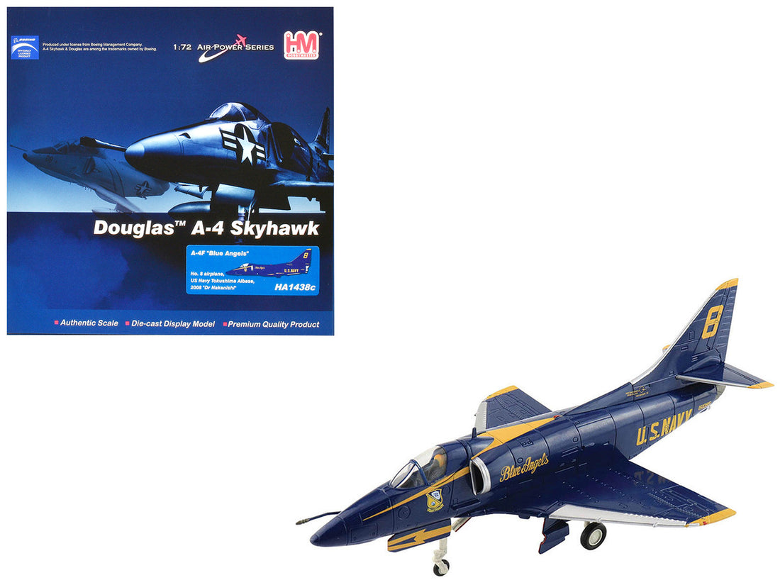 Douglas A-4F Skyhawk Aircraft "Blue Angels Tokushima Airbase Dr. Nakanishi #8" (2008) United States Navy "Air Power Series" 1/72 Diecast Model by Hobby Master-0