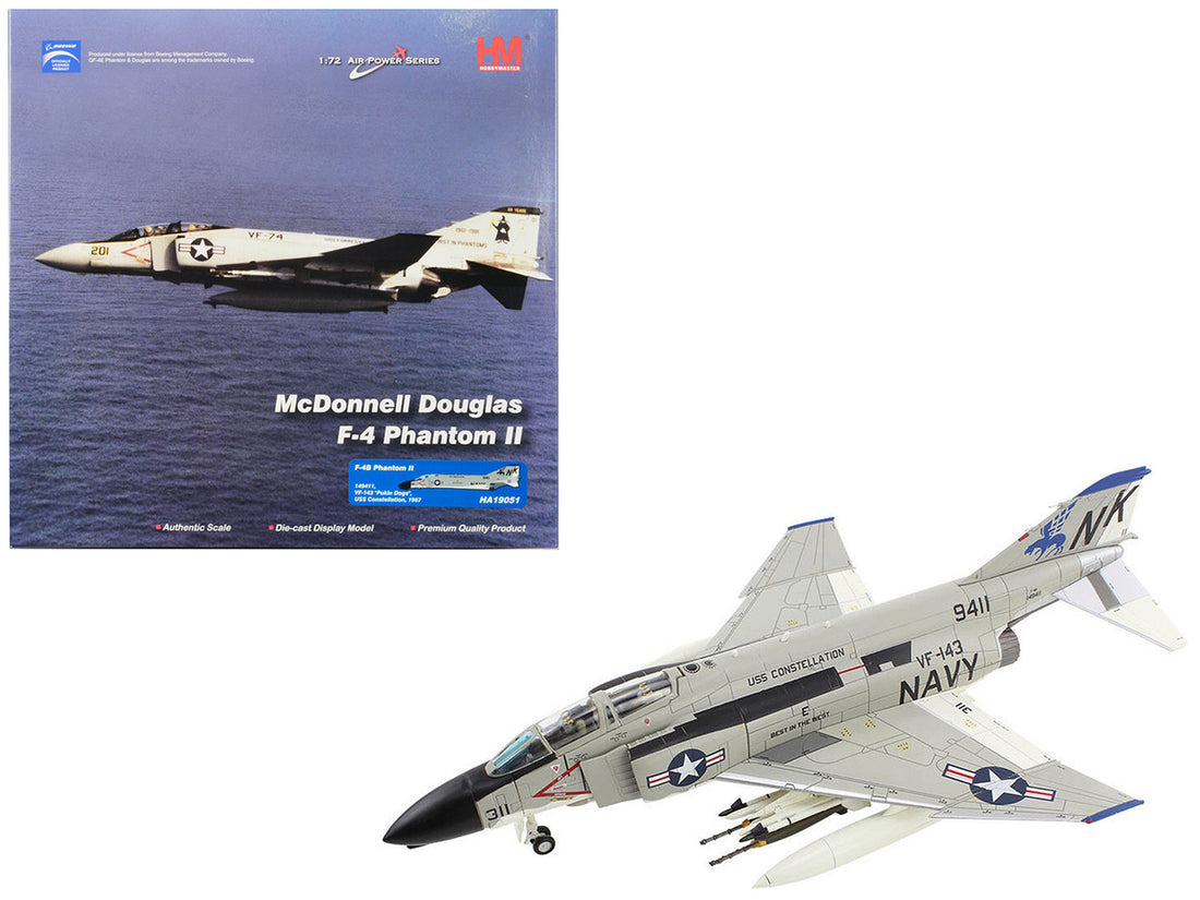 McDonnell Douglas F-4B Phantom II Fighter-Bomber Aircraft "VF-143 Pukin Dogs USS Constellation" (1967) United States Navy "Air Power Series" 1/72 Diecast Model by Hobby Master-0