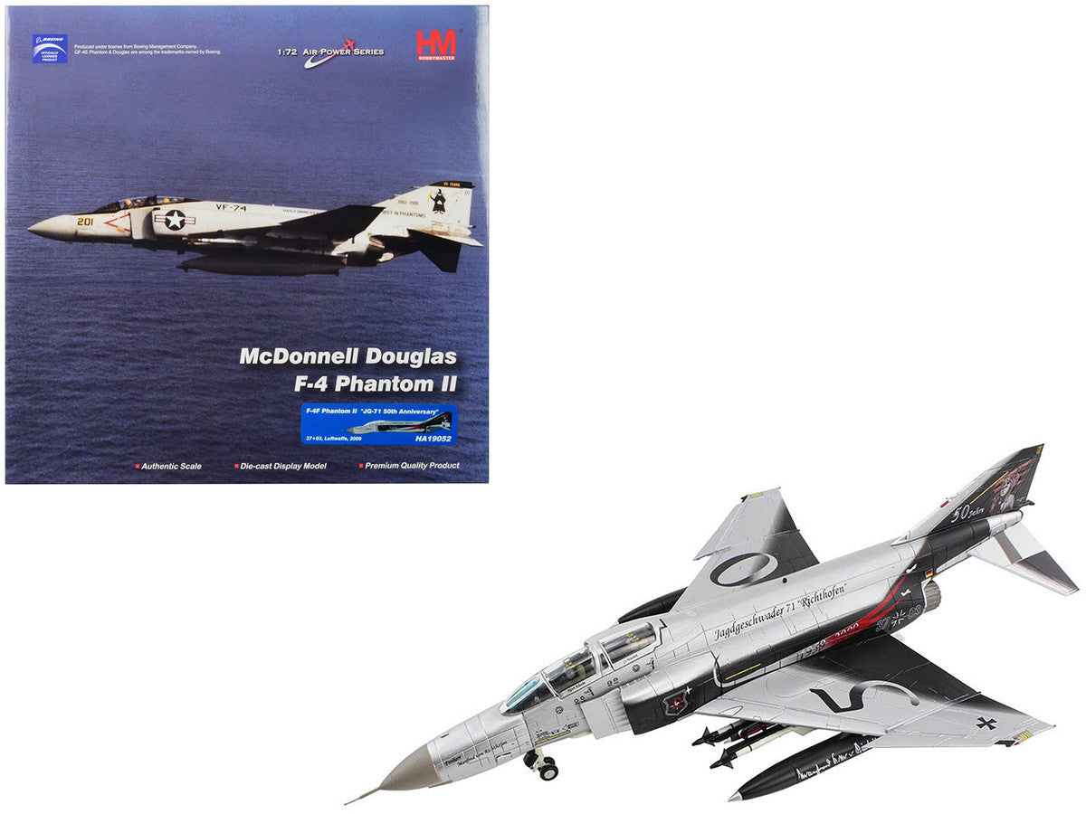 McDonnell Douglas F-4F Phantom II Fighter-Bomber Aircraft "JG-71 50th Anniversary Luftwaffe" (2009) German Air Force "Air Power Series" 1/72 Diecast Model by Hobby Master-0