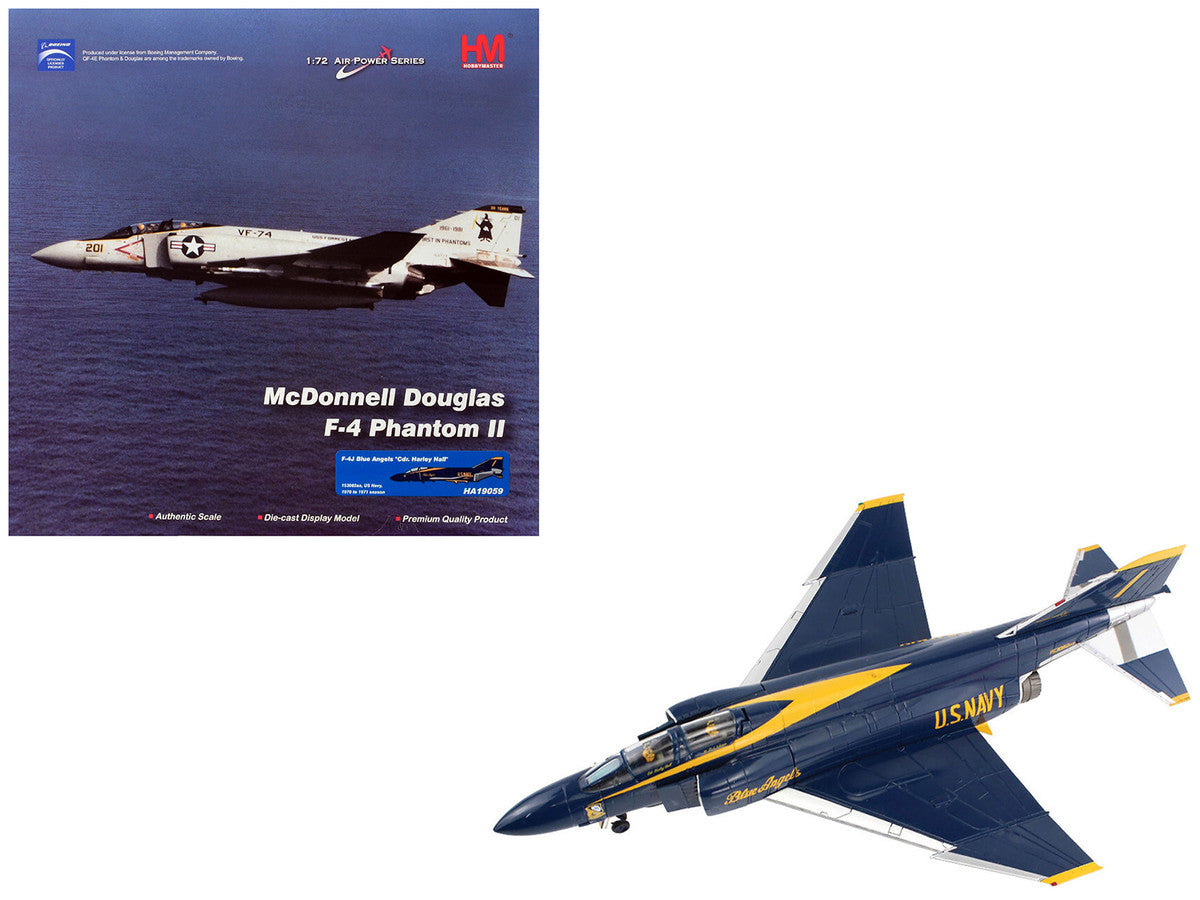 McDonnell Douglas F-4J Phantom II Fighter-Bomber Aircraft "Blue Angels Cdr. Harley Hall 1970 to 1971 Season" United States Navy "Air Power Series" 1/72 Diecast Model by Hobby Master-4