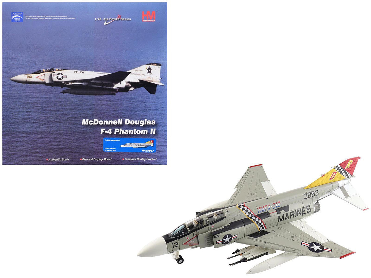 McDonnell Douglas F-4J Phantom II Fighter-Bomber Aircraft "153893 VMFA-312 Checkerboards" (1976) United States Marine Corps "Air Power Series" 1/72 Diecast Model by Hobby Master-4
