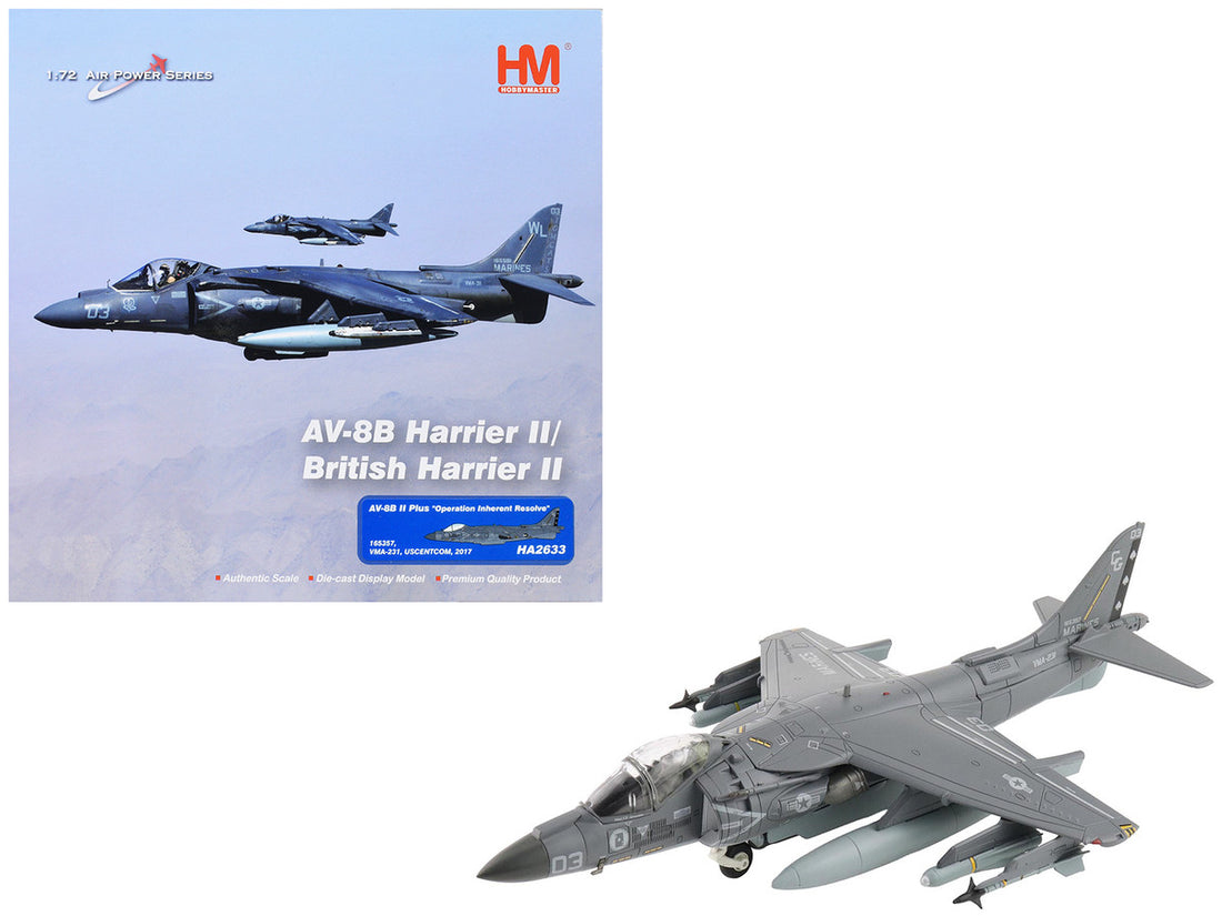 McDonnell Douglas AV-8B Plus Harrier II Aircraft "165357 VMA-231 Ace of Spades Operation Inherent Resolve USCENTCOM" (2017) United States Marine Corps "Air Power Series" 1/72 Diecast Model by Hobby Master-4