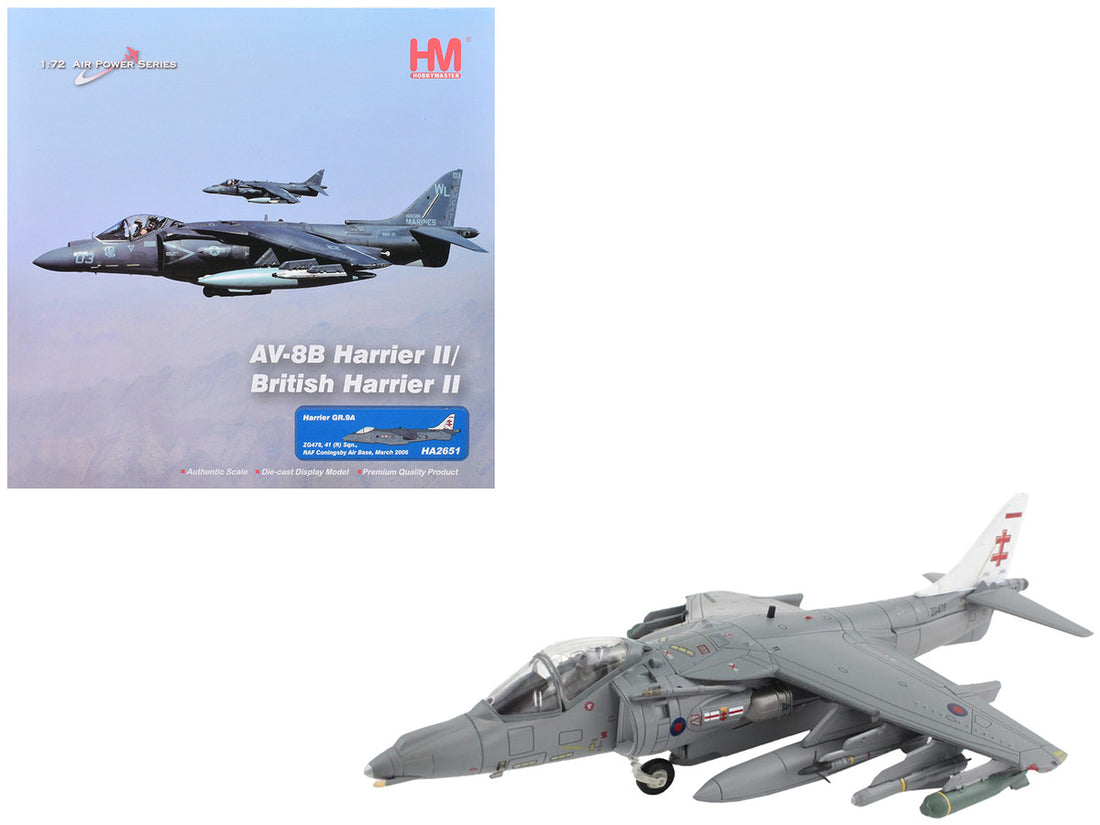 McDonnell Douglas AV-8B/British Harrier II GR.9A Aircraft "41 (R) Squadron RAF Coningsby Air Base" (2006) Royal Air Force "Air Power Series" 1/72 Diecast Model by Hobby Master-4