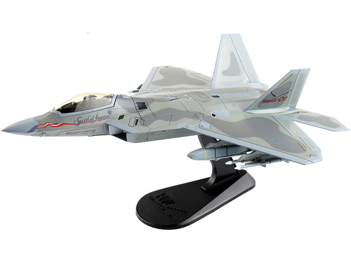 Lockheed F-22 Raptor Stealth Aircraft "Spirit of America" United States Air Force "Air Power Series" 1/72 Diecast Model by Hobby Master-1