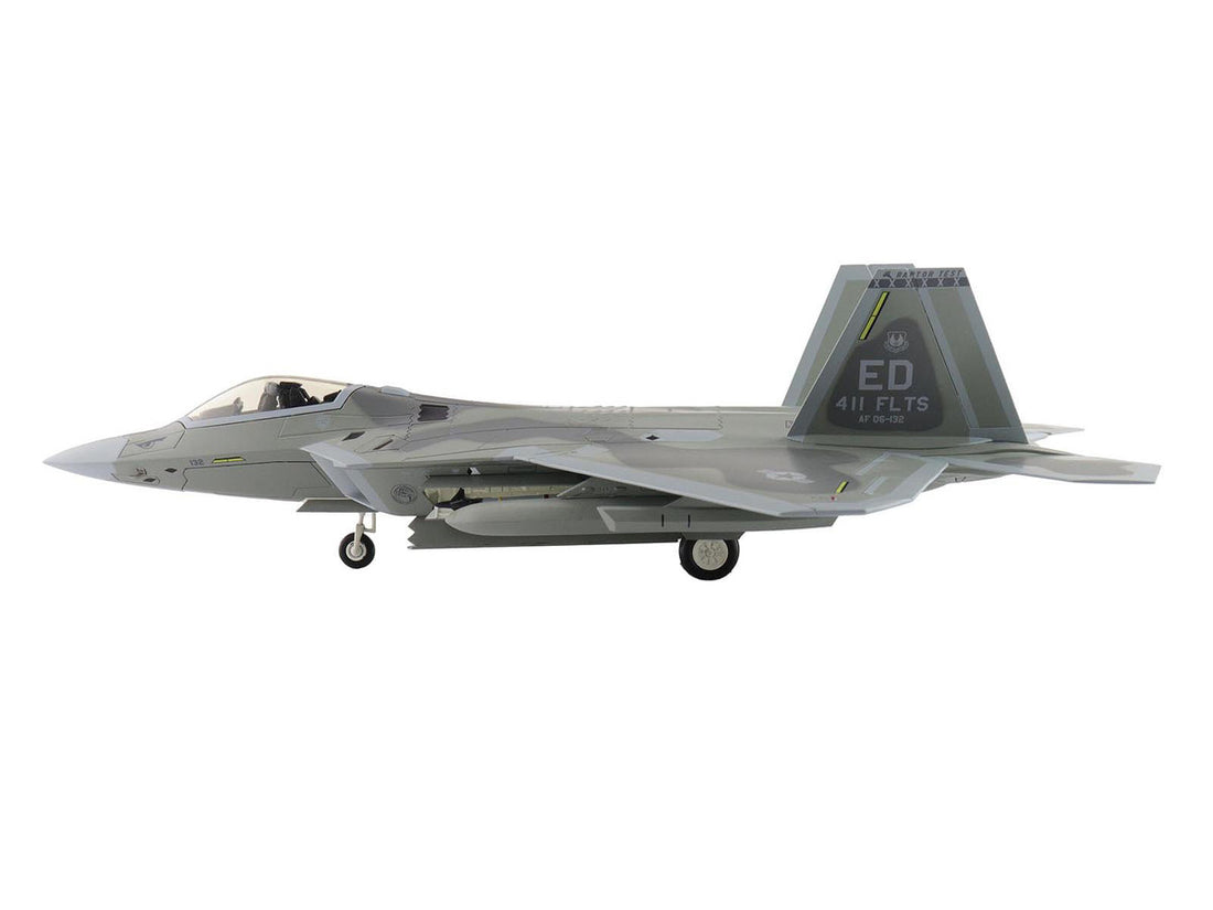 Lockheed F-22 Raptor Stealth Aircraft with Steakthy Pods "AF06-132 411th Flight Test Squadron Edwards Air Force Base" (2022) United States Air Force "Air Power Series" 1/72 Diecast Model by Hobby Master-0