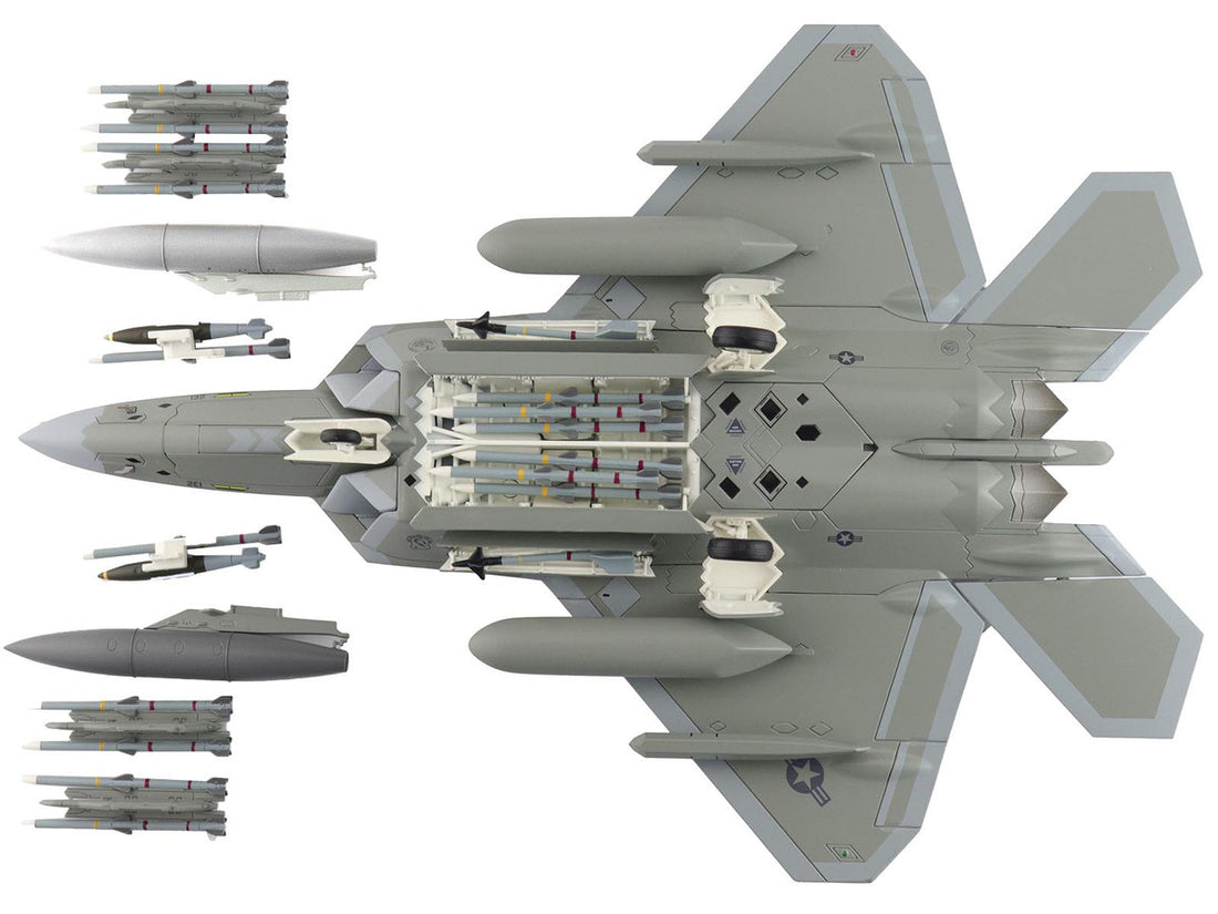 Lockheed F-22 Raptor Stealth Aircraft with Steakthy Pods "AF06-132 411th Flight Test Squadron Edwards Air Force Base" (2022) United States Air Force "Air Power Series" 1/72 Diecast Model by Hobby Master-3