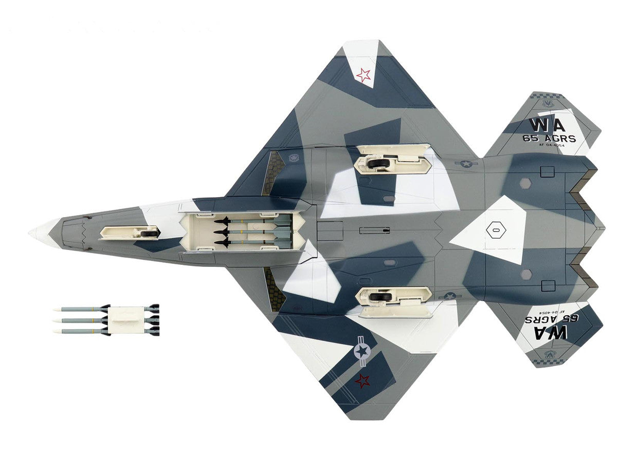 Northrop F-23 Black Widow II Stealth Fighter Aircraft Blue 054 Su-57 Aggressor What If Scheme 65th AGRS Nellis AFB United States Air Force Air Power Series 1/72 Diecast Model by Hobby Master